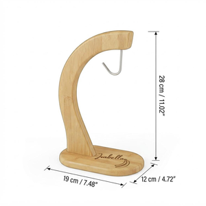Bamboo Banana <b>Hanger</b> <b>Stand</b> Custom Engraved Fruit Holder Countertop Kitchen Organizer with Stainless Steel Hook - Product Image 3