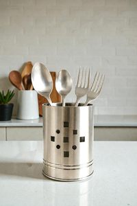 Porte-couverts rectangulaire en acier inoxydable pour cuillères, fourchettes, baguettes, design minimaliste pour la cuisine, résistant à la rouille - Product Image 3