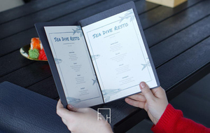 Porte-menu en cuir véritable personnalisé, 6 pages, dossier de menu de restaurant, vente en gros, livre de menu personnalisé, couverture de liste des plats ALM-0068 - Product Image 2