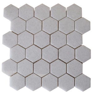 Mosaico hexagonal de 2 pulgadas, mármol cristal y blanco lechoso, estilo minimalista moderno para pared interior de baño. - Product Image 1