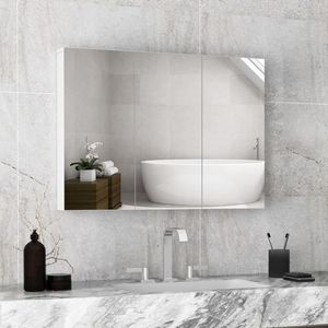 Armadietto a Specchio da Bagno a 3 Ante Senza Cornice con Ripiani Regolabili - Product Image 3