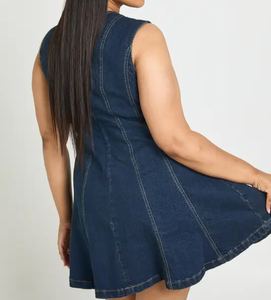 Vestido Camisero Vaquero de Manga Corta para Mujer al por Mayor, Etiquetas Personalizadas, Ropa Vaquera, Moda Femenina, Nueva Colección Primavera Verano, OEM ODM - Product Image 2