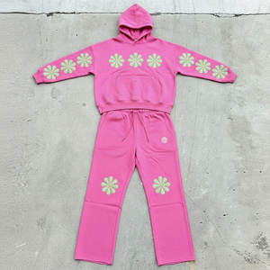 BINBEIER Survêtements pour Hommes avec Logo Personnalisé Imprimé, comprenant des Hoodies Épais en Molleton Bouclette 100% Coton et des Pantalons Baggy Teints par Éclaboussures à Bords Bruts - Product Image 1