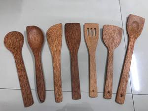 ช้อนไม้มะพร้าวจากโรงงานเวียดนาม สำหรับทำอาหาร ใช้เสิร์ฟในครัวเรือนและร้านอาหาร - สีม่วง - Product Image 5