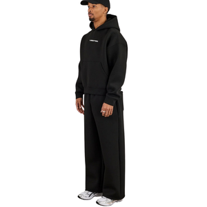 Ensemble de survêtement décontracté pour homme : sweat à capuche ample et pantalon à jambe droite avec ourlet ouvert, taille élastique, manches longues - Product Image 5