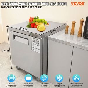 28 \ "frigorifero piano di lavoro commerciale Undercounter 7.4 Cu. Ft stazione di lavoro in acciaio inox ventola di raffreddamento singola attrezzatura da cucina - Product Image 2