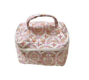 Floral Cotton Large Daily Use Fashion Trend <b>Makeup</b> Bag Boho Cosmetic Pouch Zipper for Organizer Cottagecore Travel Bag - Product Image 2