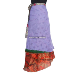 Falda Larga Envolvente de Seda Estilo Boho para Mujer, 38 Pulgadas, Vintage, de 2 Capas, Estilo Hippie, para Usar como Pareo - Product Image 6