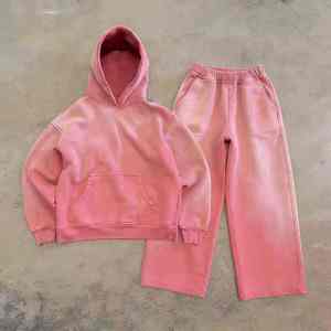 Conjunto Deportivo con Capucha en Color Degradado, Unisex, Corte Holgado, Dos Piezas, Sudadera y Pantalones Deportivos, Otoño - Product Image 4