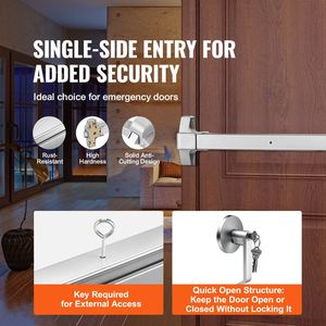 Serrature Commerciali in Acciaio al Carbonio per Porte Antipanico con 3 Chiavi per Uscite di Emergenza - Product Image 2