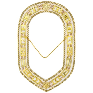 Collier de chaîne Blue Lodge plaqué or avec strass, velours blanc, insignes maçonniques, accessoires de cérémonie, insignes de loge fraternelle, luxe - Product Image 5