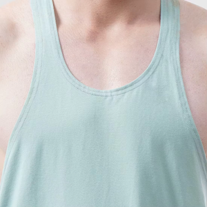 Camiseta sin mangas de punto de color sólido para hombre Index Apparel, cuello redondo, transpirable, informal, color verde azulado claro - Product Image 6