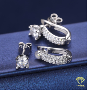 925 Silver Moissanite <b>Diamond</b> <b>Earrings</b> for Women Brilliant Round Cut Sparkling Design Elegant Luxury Jewelry Gift for Her - Product Image 3