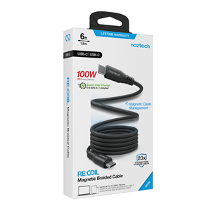Cavo dati magnetico USB-C a USB-C REcoil da 6 piedi - Product Image 5