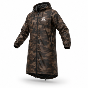 Veste de pluie imperméable à capuche longue camouflage marron personnalisée, coupe-vent, respirante, pour hommes et femmes, randonnée, pêche, camping - Product Image 1