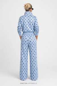 Conjunto Deportivo de 2 Piezas para Mujer, Azul Claro, Estampado de Lunares, Estilo Y2K, Chaqueta con Cierre y Cuello Alto, Pantalones Anchos de Poliéster/Algodón Ligero - Product Image 3