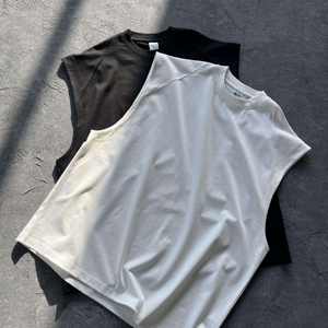 Camiseta sin mangas de punto de alta calidad para hombre, transpirable, con estampado serigrafiado, cuello grueso, lavado ácido, sin mangas, V-14 - Product Image 6