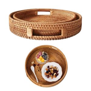 Wicker Rattan <b>Basket</b>/<b>Tray</b> Handmade Eco-Friendly Home Decor with Handles Natural Kitchen Storage Solution - Product Image 1