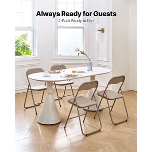 4 Pack Heavy Duty Metal Frame Foldable Leather Chairs with Padded Cushion Portable Folding <b>Card</b> <b>Table</b> for Hotels - Product Image 2