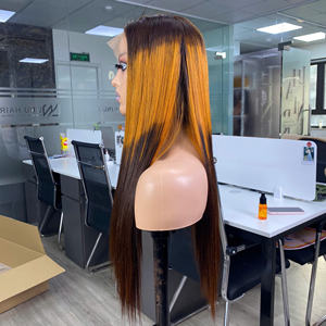 Prix de gros 100% Cheveux humains vierges bruts vietnamiens, Perruque en dentelle, Lisse baguette, Couleur Ombré Jaune, Extensions de cheveux Super Double Drawn - Product Image 2