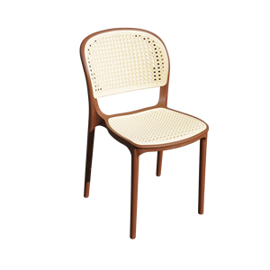 Silla de Comedor TM08 con Aspecto de Ratán, Plástico y Asiento de Malla |   Silla Apilable de Polipropileno para Cafetería, Hotel de Lujo, Patio y Restaurante - Product Image 1