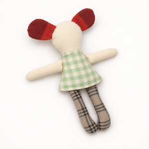 Peluche chien en tissu patchwork, jouet doux cousu, jupe à carreaux verts, accessoires d'anniversaire, 30 cm, rembourrage en fibres de soie pour enfants - Product Image 3