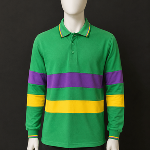 เสื้อเชิ้ตแขนยาวผู้ชายคุณภาพสูง สีพื้น แต่งแถบสีตัดกัน ปลายแขนถักแบบริบ กระดุมติดแบบปกติ สไตล์ลำลองแต่ดูดี - Product Image 5