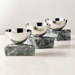 Silver Stainless Steel Pedestal Dessert Cup Bowl Set Low Footed <b>Ice</b> <b>Cream</b> <b>Dish</b> Modern Decorative Tabletop Home Decor Vessel - Product Image 5