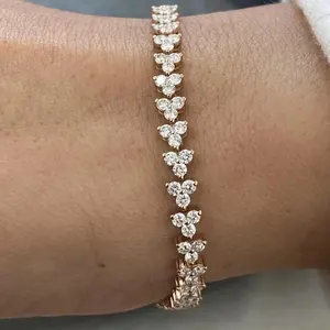 สร้อยข้อมือเทนนิสเงินแท้สเตอร์ลิงสำหรับเด็ก ประดับเพชรโมอิสซาไนต์ทรงหัวใจ 9.00 กะรัต ชุบทองคำขาว 14k  รับประกันโดยบุคคลที่สาม - Product Image 1