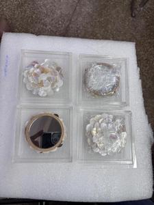 Modern Handmade Mother Pearl Flower Shape Decorative Glass <b>Wall</b> Mirror Stonecrafts International <b>MOP</b> Mirror for Entryway - Product Image 2