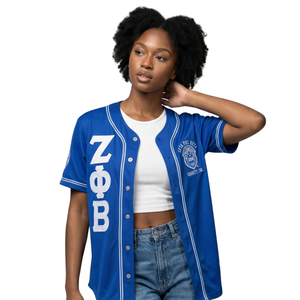 Maillot de baseball bleu roi Zeta Phi Beta, broderie de lettres grecques ZPB, chemise de sport universitaire boutonnée pour femme, qualité supérieure - Product Image 3