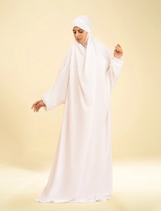 Tenue de prière longue et douce pour femme, style Nida Royal, entièrement couvrante, blanche, à manches longues, anti-statique, faite à la main, pour usage quotidien, style saoudien, avec hijab et niqab. - Product Image 3