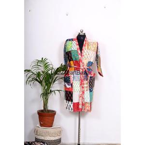 Robe kimono pour femmes, imprimé floral de luxe, 100% coton, manches trois quarts, fermeture à cordon, tissu respirant et doux - Product Image 3