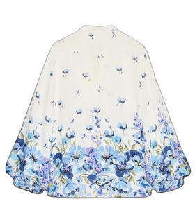 Top corto de lujo con estampado japonés para mujer, Tops informales de noche, camisas elegantes con flores para mujer, Camisa cómoda de gasa sin cordones para mujer - Product Image 4