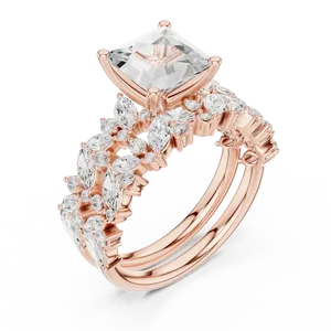 Anillo de compromiso de oro macizo de 18K con diamante de laboratorio de 2 quilates con corte princesa certificado IGI, diseño de racimo marquesa con tallo dividido, VVS E-F - Product Image 6