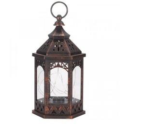 Modern Looking Hanging Standard Design Metal & Glass Decorative Candle <b>Lantern</b> With <b>Copper</b> Antique Finish For Home Decoration - Product Image 1
