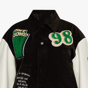 Chaqueta de béisbol de cuero personalizada con bordado para hombre, tela de algodón, estilo vintage, deportiva, oversize, streetwear, chaqueta varsity. - Product Image 3