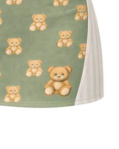 Ensemble deux pièces vert sauge pour femme, imprimé ourson, composé d'un crop top sans manches et d'une mini-jupe taille haute, tenue douce et extensible - Product Image 6