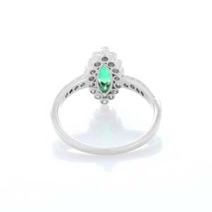 14K White Gold Natural Emerald Statement <b>Ring</b> for Women Resizable Solid Gold - Product Image 6