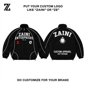 Premium 120 GSM Polyester <b>Windbreaker</b> Jacket White <b>Black</b> Contrast Panel Custom Printed Logo OEM ODM - Product Image 2