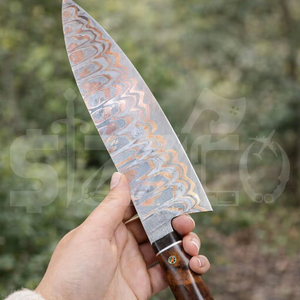 OEM Custom Copper Damascus Steel Razor Sharp Blade Knife Handmade <b>BBQ</b> Meat Carving Chef Knife Resin Handle Ideal Gift - Product Image 3