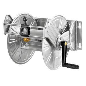 Enrouleur de tuyau d'arrosage mural en acier inoxydable robuste, 150 pieds, 5/8 pouce, enrouleur manuel pour tuyau d'eau, pour usage extérieur - Product Image 5
