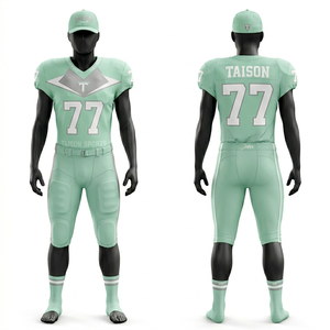 Women American Football Uniform 290 GSM Breathable Poly Spandex <b>Mint</b> <b>Green</b> Silver Chest Panels Custom Tackle Twill Elite - Product Image 1