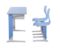 Ensemble de bureau et chaise d'école ergonomique et confortable avec plateau en plastique ABS, bac de rangement intégré, réglable et ignifuge