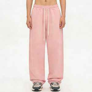 Pantalon décontracté pour homme en toile imprimée à thème Amour, coupe droite, broderie rayures blanches, taille élastique latérale, ample, jambe large, imperméable - Product Image 2