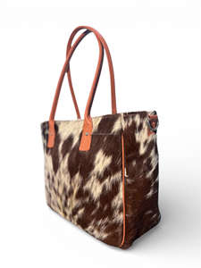 Bolso Tote Clásico de Cuero Genuino con Pelo, Bolso de Mano de Moda para Mujer con Cierre de Cremallera Bordado, Diseño Portátil LHTB-0078 - Product Image 5