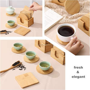 Posavasos cuadrado de madera de bambú ecológico de lujo elegante almohadilla de bebida resistente al calor para té café hogar cocina mesa de oficina - Product Image 5