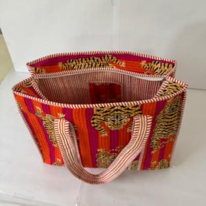 Sac fourre-tout matelassé à imprimé tigre avec fermeture éclair, sac à main pour femme, grande capacité, sac de voyage et de shopping - Product Image 2