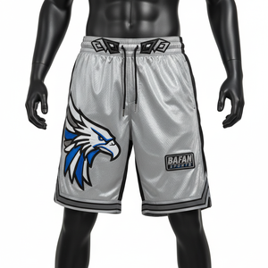 Mens Basketball <b>Shorts</b> 160 GSM Breathable Polyester Mesh <b>Silver</b> Grey Side Panels Custom Sublimation Logo Basketball men's <b>shorts</b> - Product Image 4
