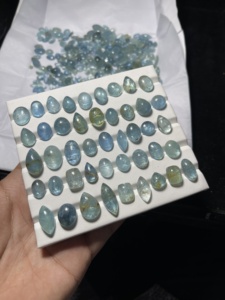Lot de cabochons en aquamarine bleue naturelle pour la fabrication de bijoux - Product Image 1